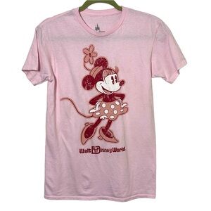 DISNEY PARKS Pink MINNIE MOUSE short sleeve tee shirt size Small